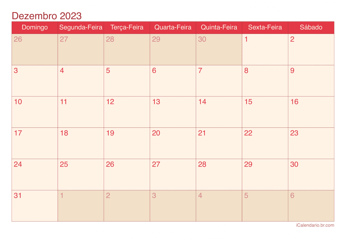 Calendário de dezembro 2023 - Cherry
