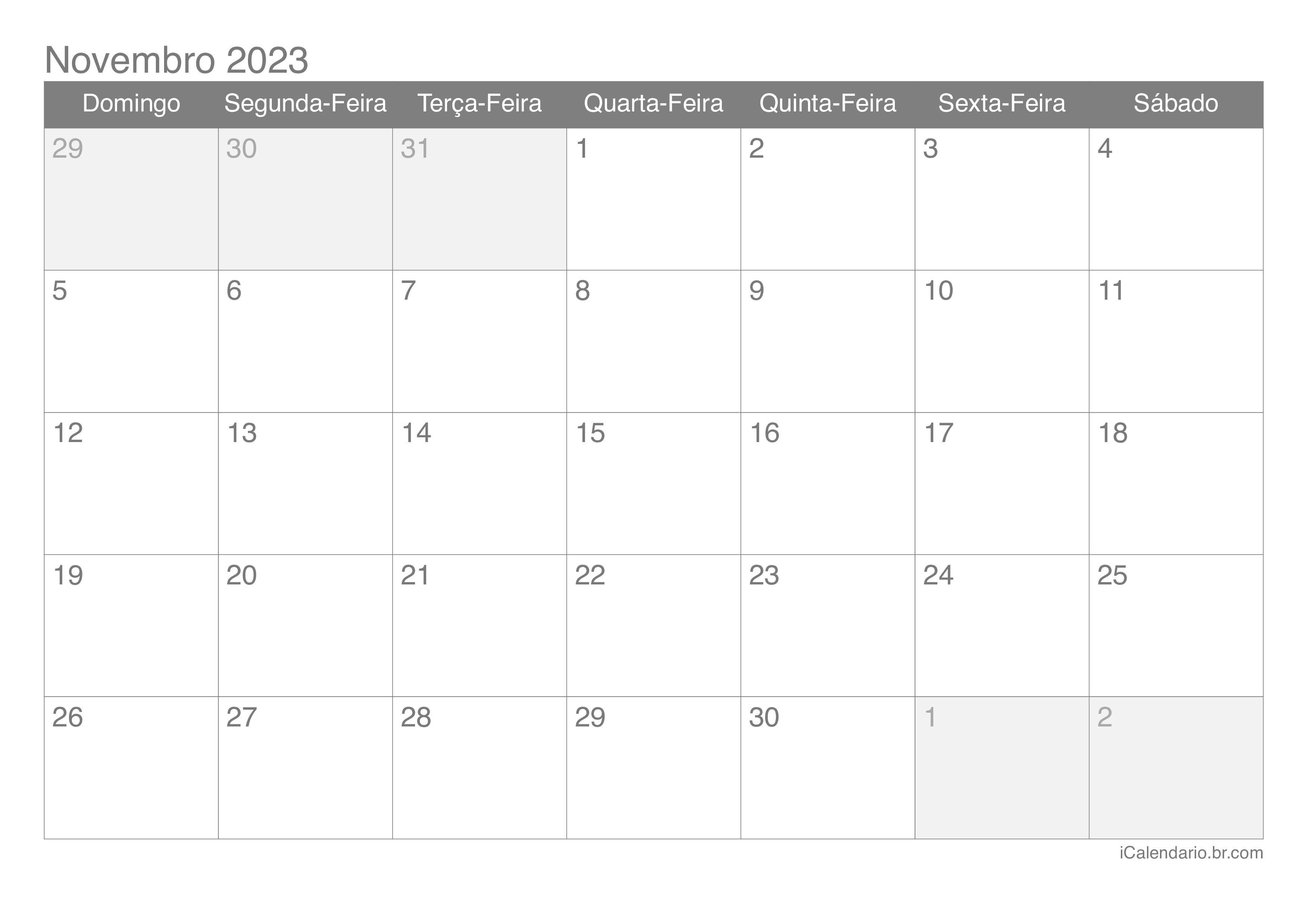 Calendário de Novembro 2023 com feriados: veja apps e sites para conferir