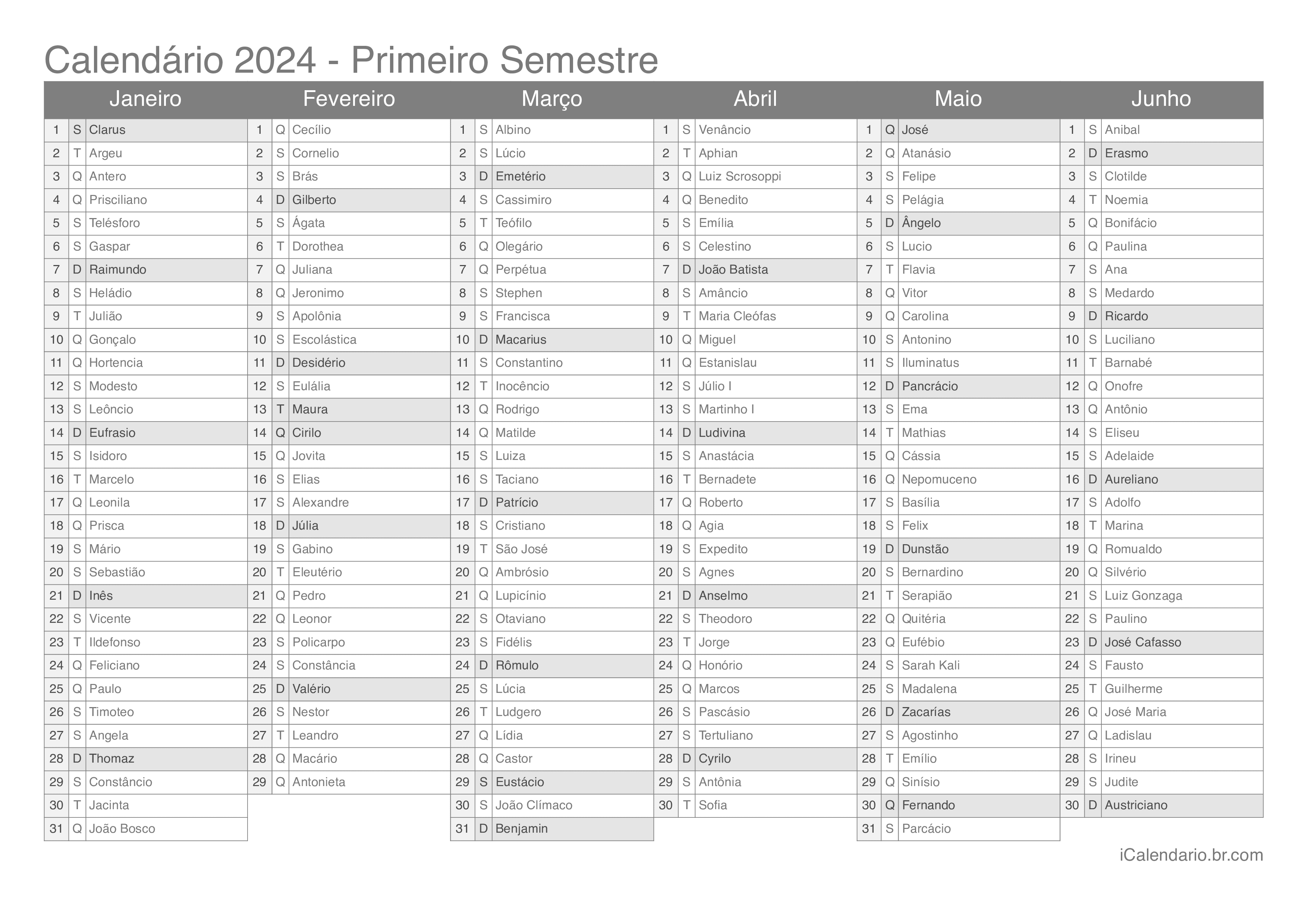 Calendário 2025 para imprimir PDF e Excel